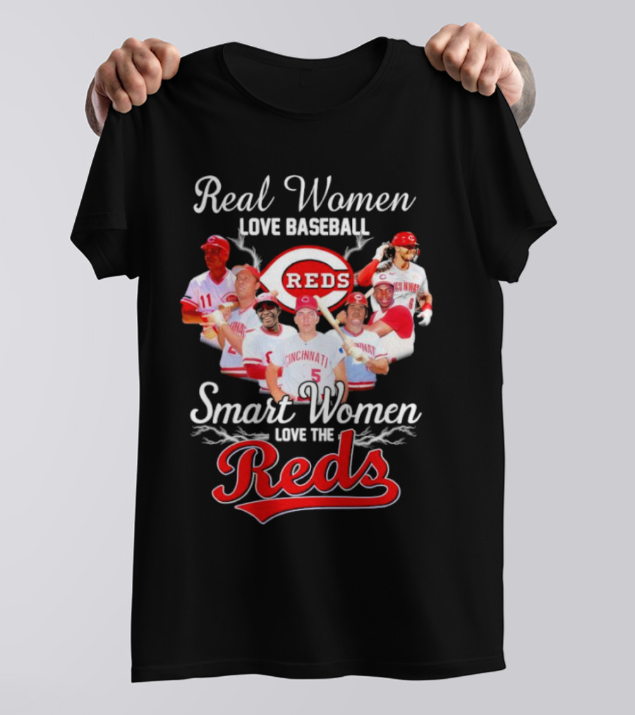 Real Women Love Baseball Cincinnati Reds Smart Women Love The Reds T-Shirt