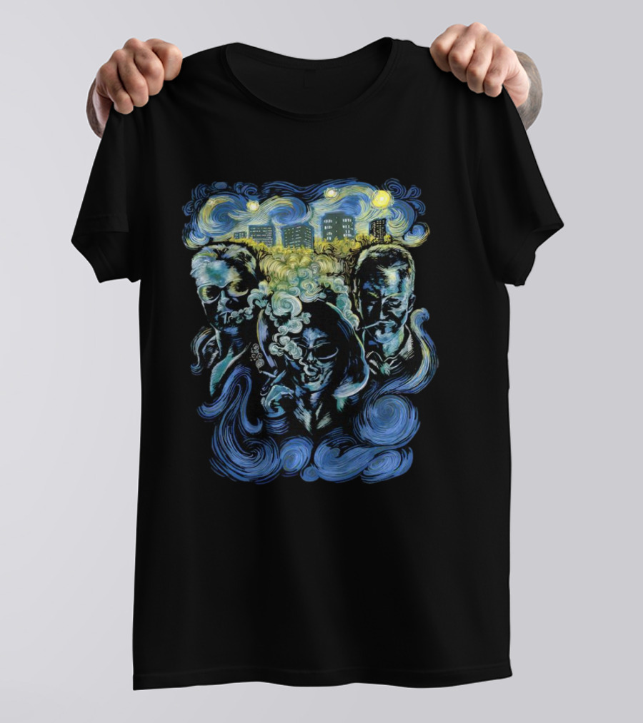 Fight Club Characters In Van Gogh’s Starry Night T-Shirt