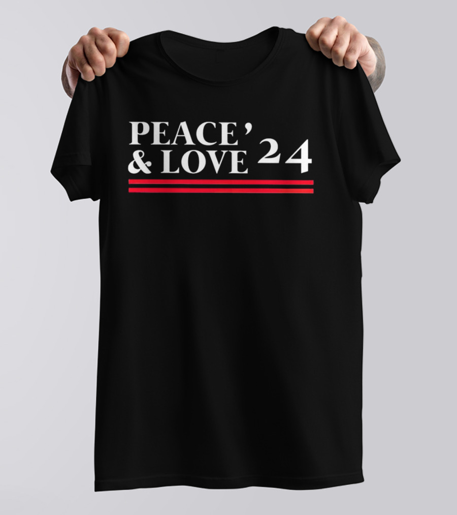 Peace And Love 24 With Red Stripes T-Shirt