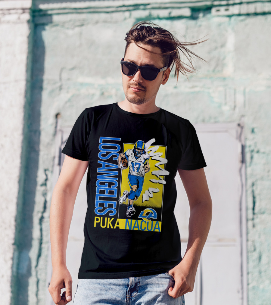 Los Angeles Puka Nacua Rams 17 Player Caricature T-Shirt
