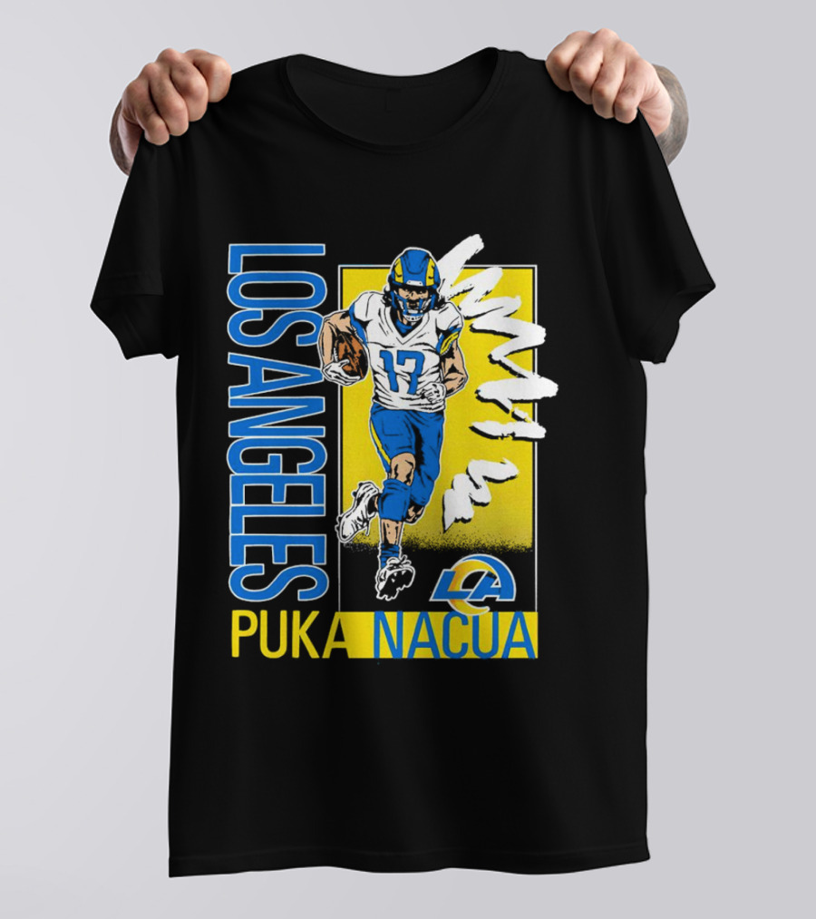 Los Angeles Puka Nacua Rams 17 Player Caricature T-Shirt