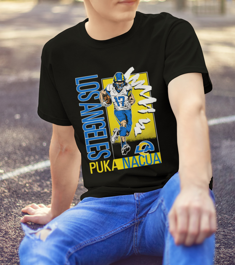 Los Angeles Puka Nacua Rams 17 Player Caricature T-Shirt