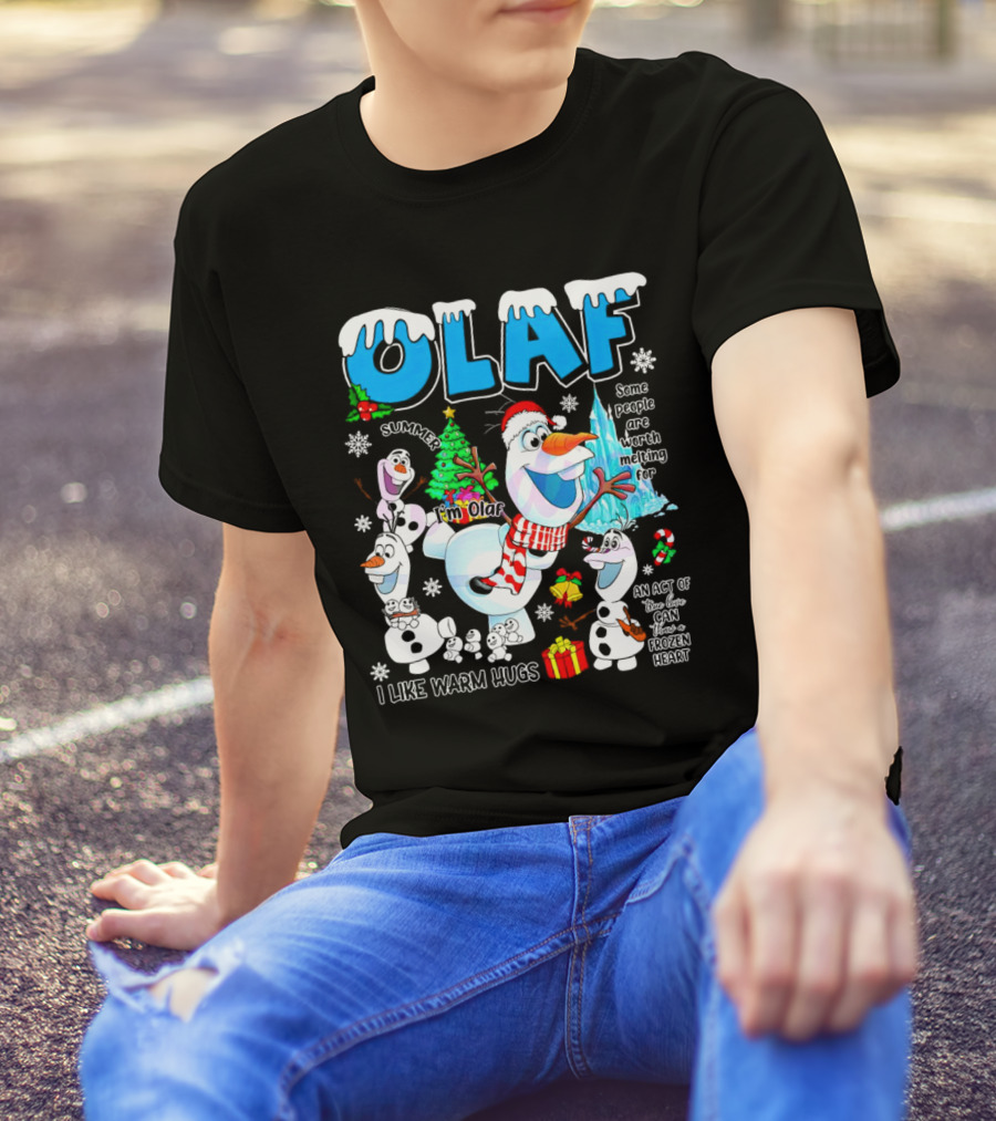 OLAF Summer I'm Olaf I Like Warm Hugs Christmas Santa Hat Some People Are Worth Melting For T-Shirt