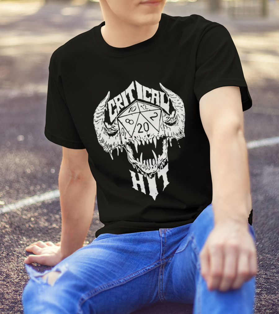 Critical Hit Dice Skull D20 Gaming T-Shirt