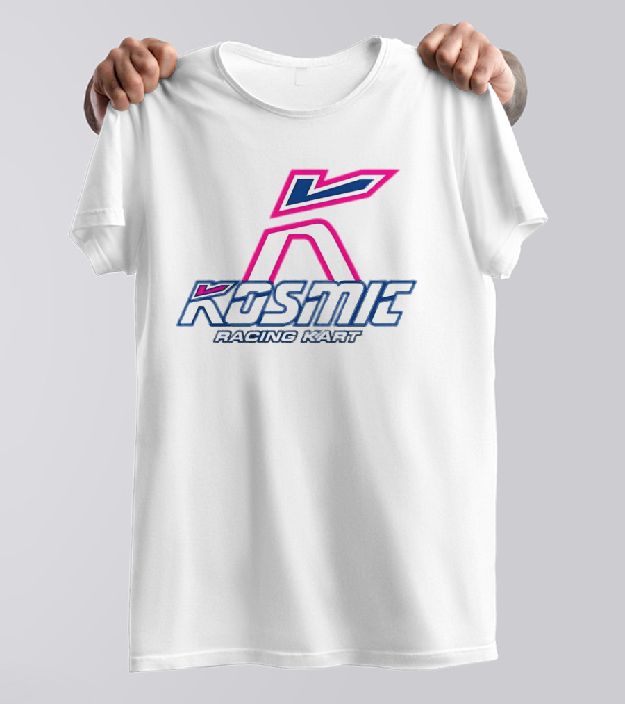 Kosmic Racing Kart K Logo Blue And Pink T-Shirt