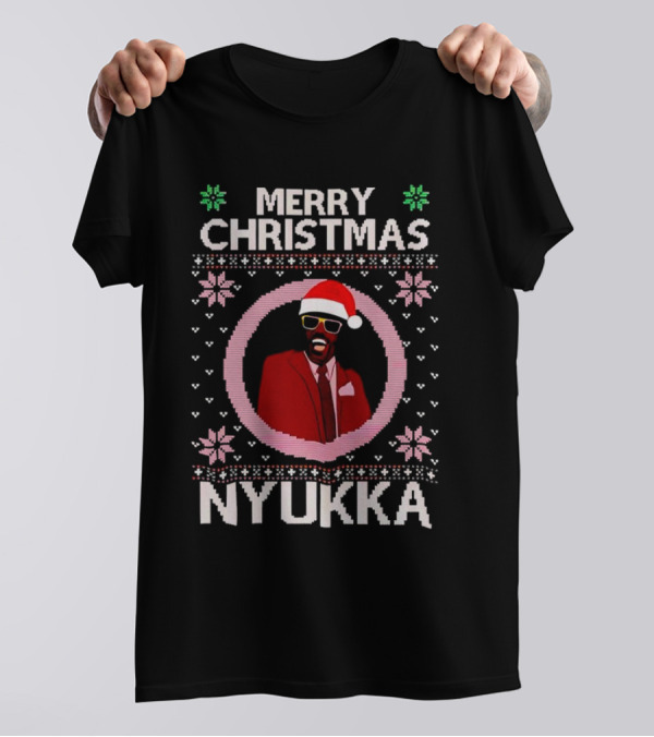 Merry Christmas Nyukka Santa Hat Snowflakes T-Shirt
