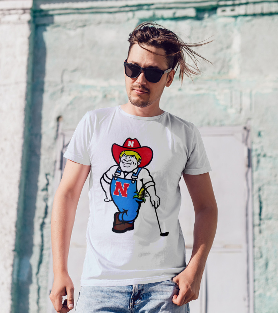 Nebraska Huskers Herbie Husker Iconic Corn Golf Character T-Shirt