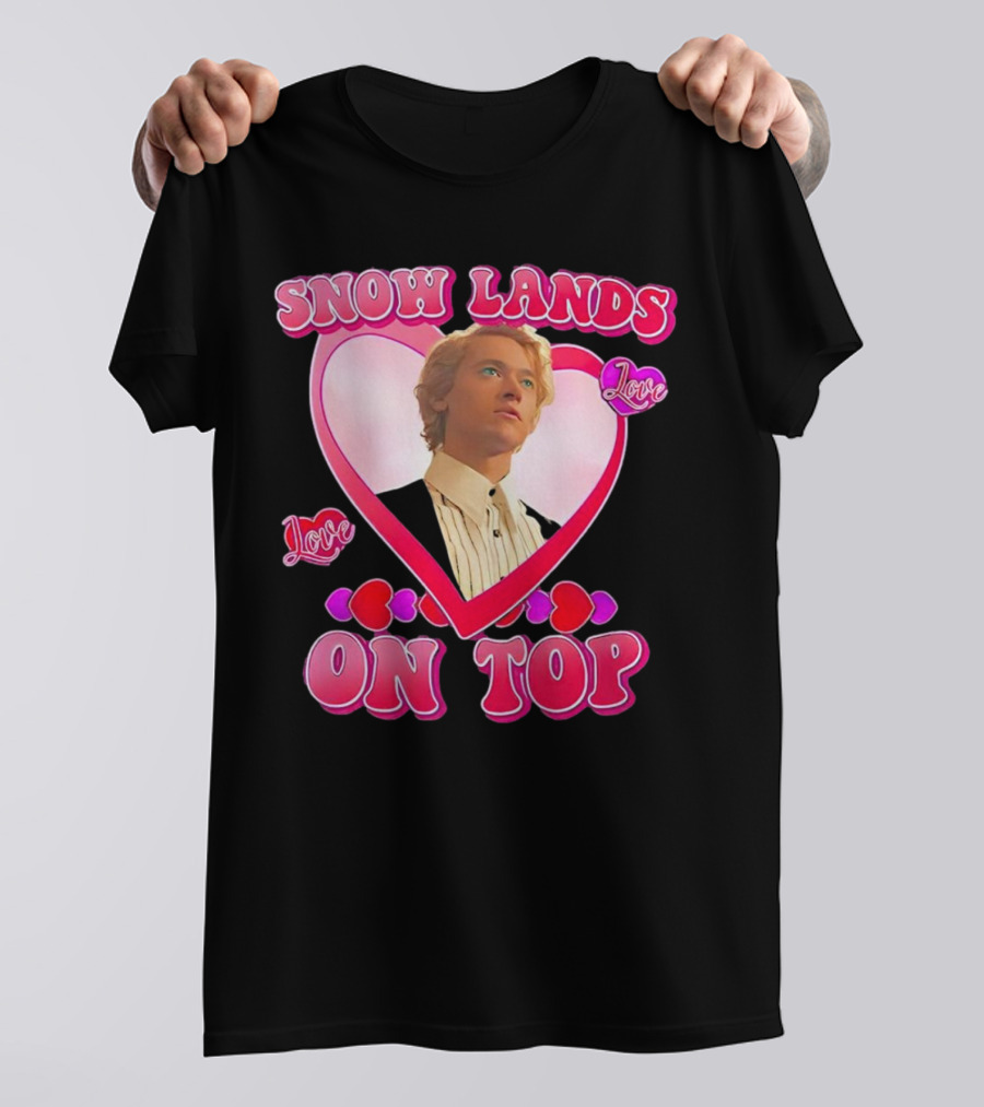 Snow Lands Love On Top Heart Framed Portrait Romance T-Shirt