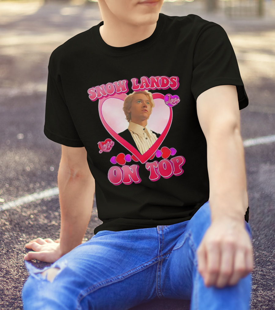 Snow Lands Love On Top Heart Framed Portrait Romance T-Shirt