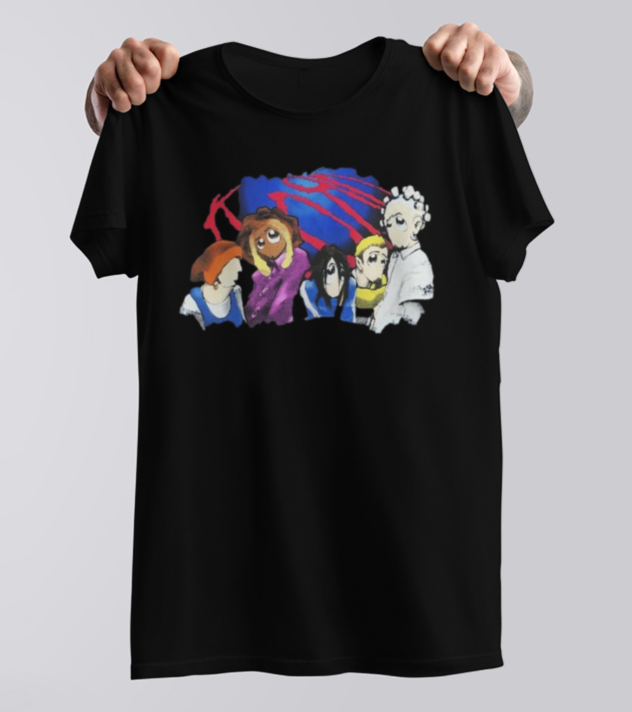 Rare Vintage 1998 Korn Cartoon Characters With Bold Red And Blue Elements T-Shirt