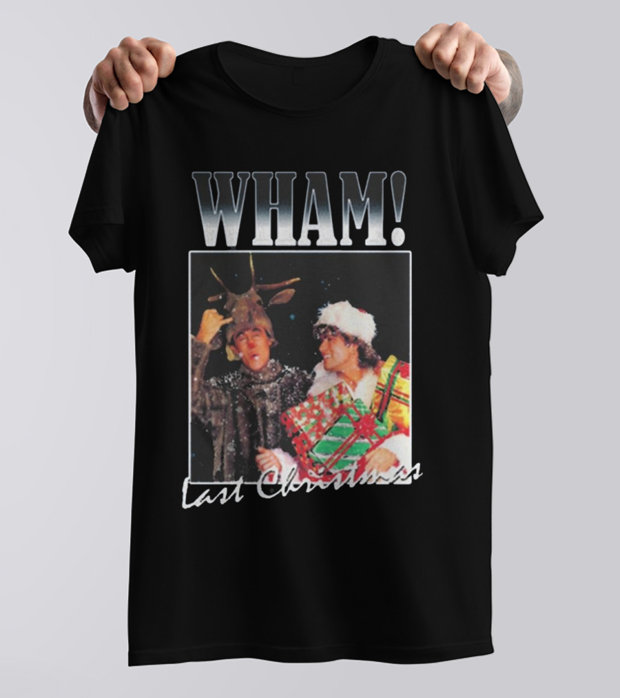 WHAM Last Christmas Reindeer And Santa Costume Scene T-Shirt