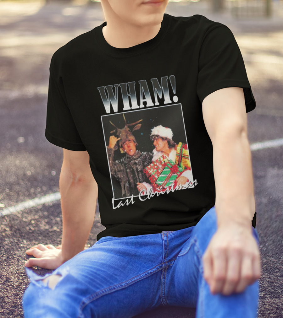 WHAM Last Christmas Reindeer And Santa Costume Scene T-Shirt