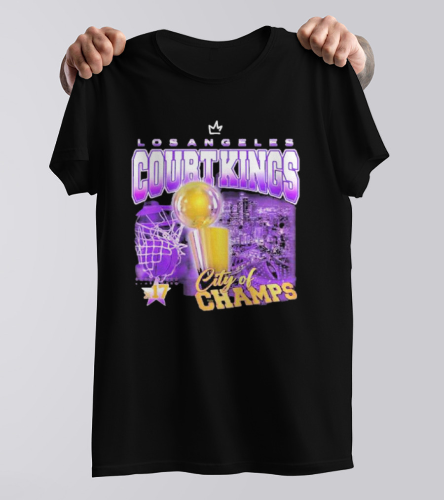 Los Angeles Court Kings City Of Champs 17 Golden Trophy T-Shirt