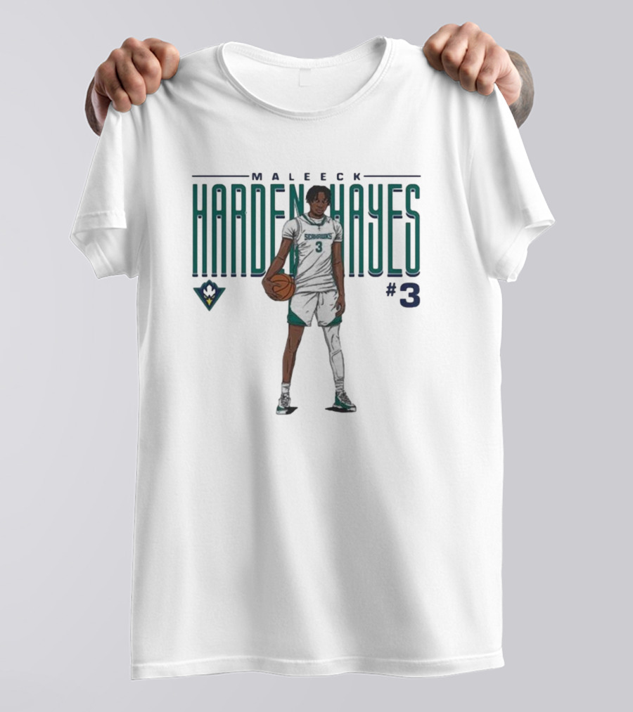 Maleeck Harden Hayes Seahawks #3 Basketball Player T-Shirt