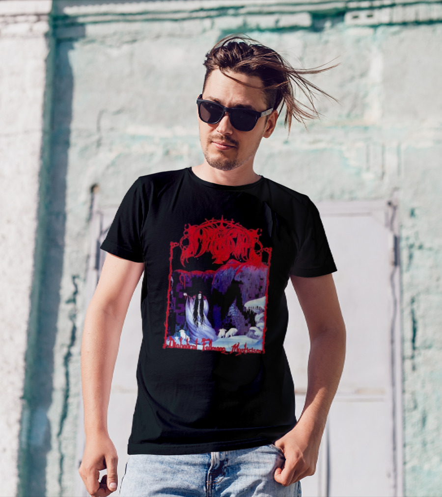 Immortal Diabolical Fullmoon Mysticism Red Logo Snowy Landscape Wraith And Wolves T-Shirt