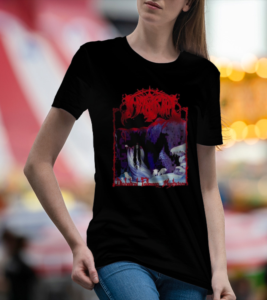 Immortal Diabolical Fullmoon Mysticism Red Logo Snowy Landscape Wraith And Wolves T-Shirt