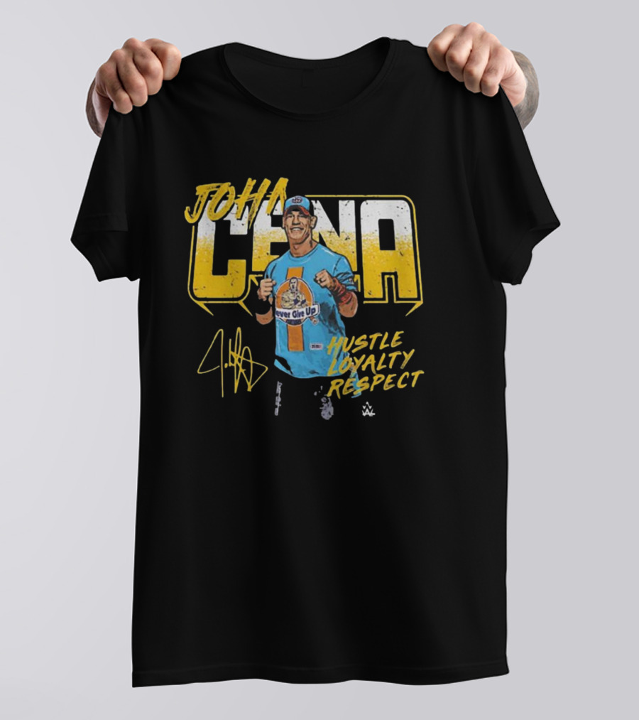 John Cena Hustle Loyalty Respect Never Give Up Signature WWE T-Shirt