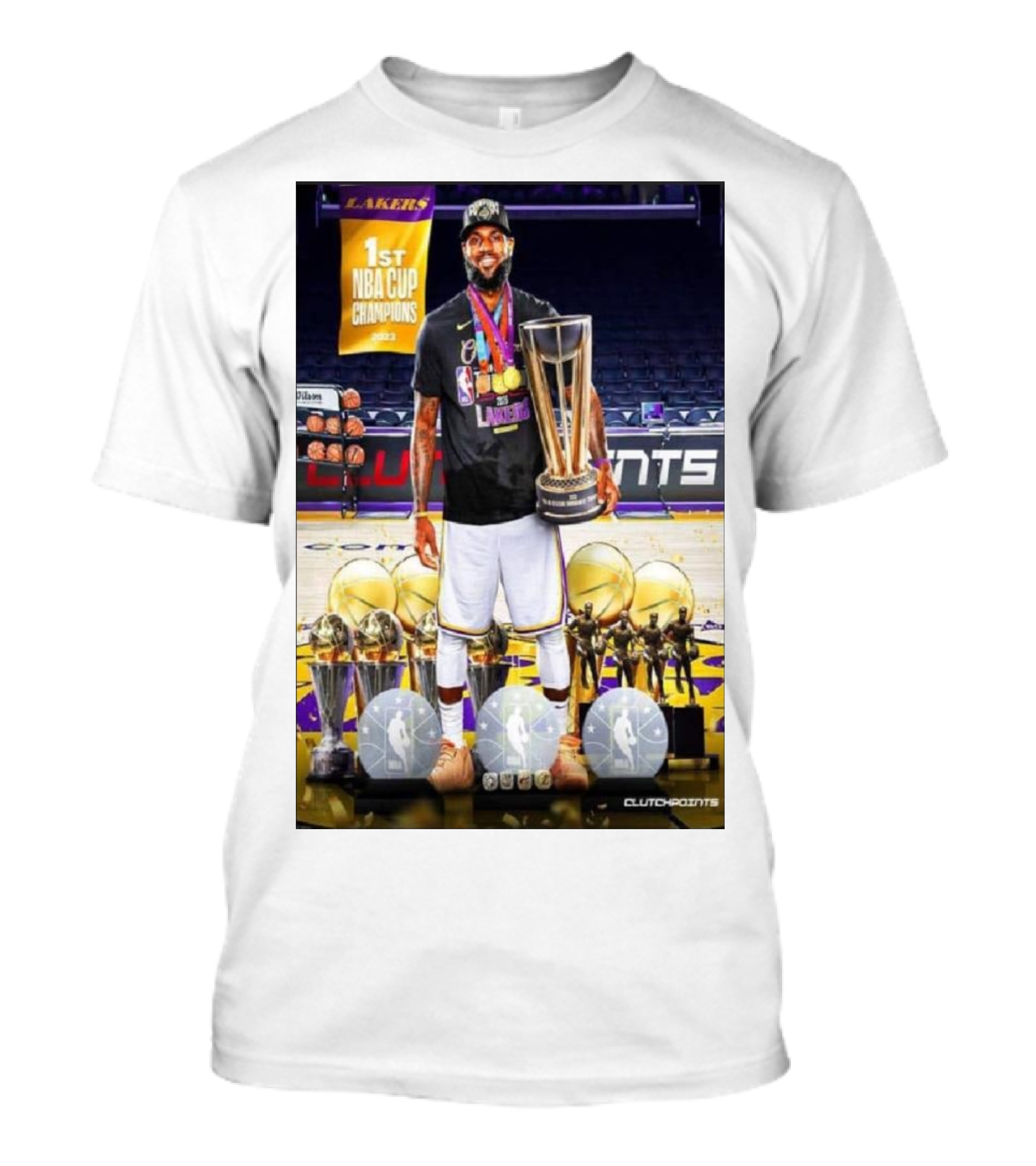 Lakers 1st NBA Cup Champions LeBron James MVP Clutchpoints T-Shirt