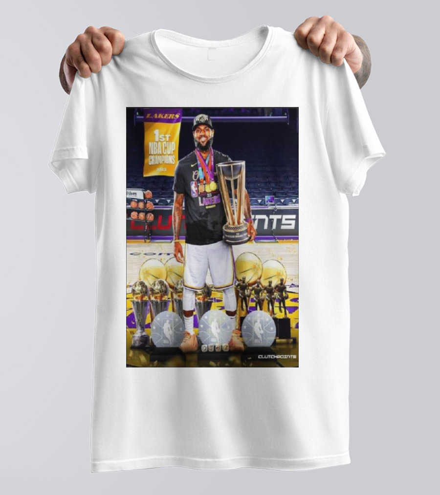 Lakers 1st NBA Cup Champions LeBron James MVP Clutchpoints T-Shirt