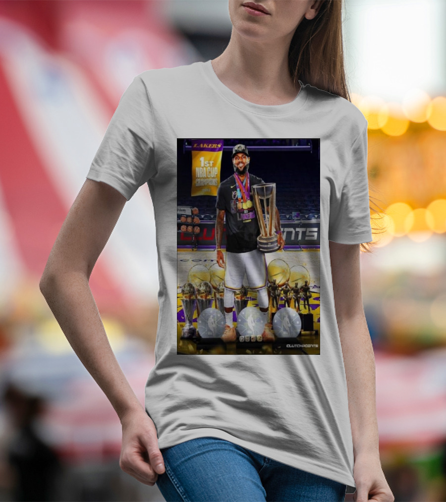Lakers 1st NBA Cup Champions LeBron James MVP Clutchpoints T-Shirt