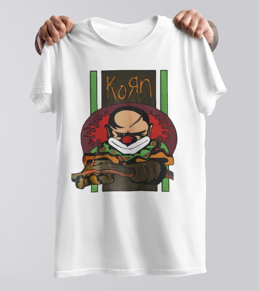 Korn Clown Vintage Evil Clown With Red Nose And Stitched Head T-Shirt