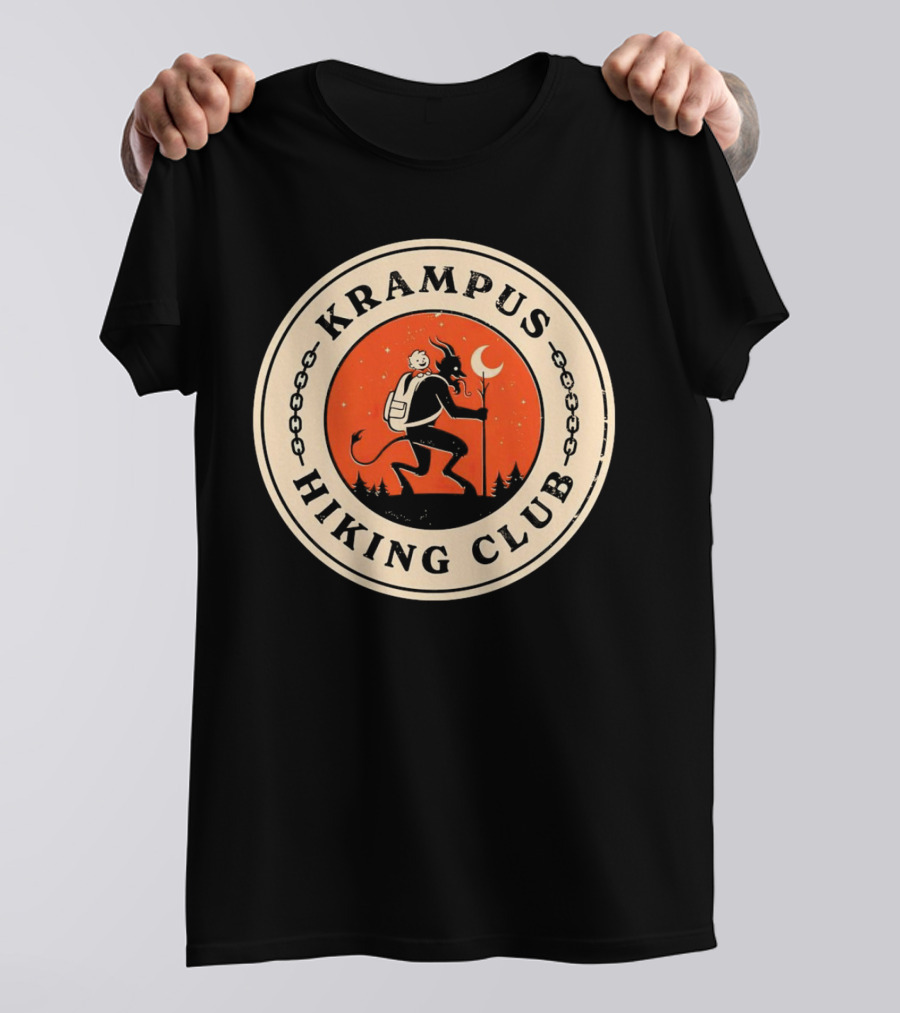 Krampus Hiking Club Moonlit Forest Adventure T-Shirt