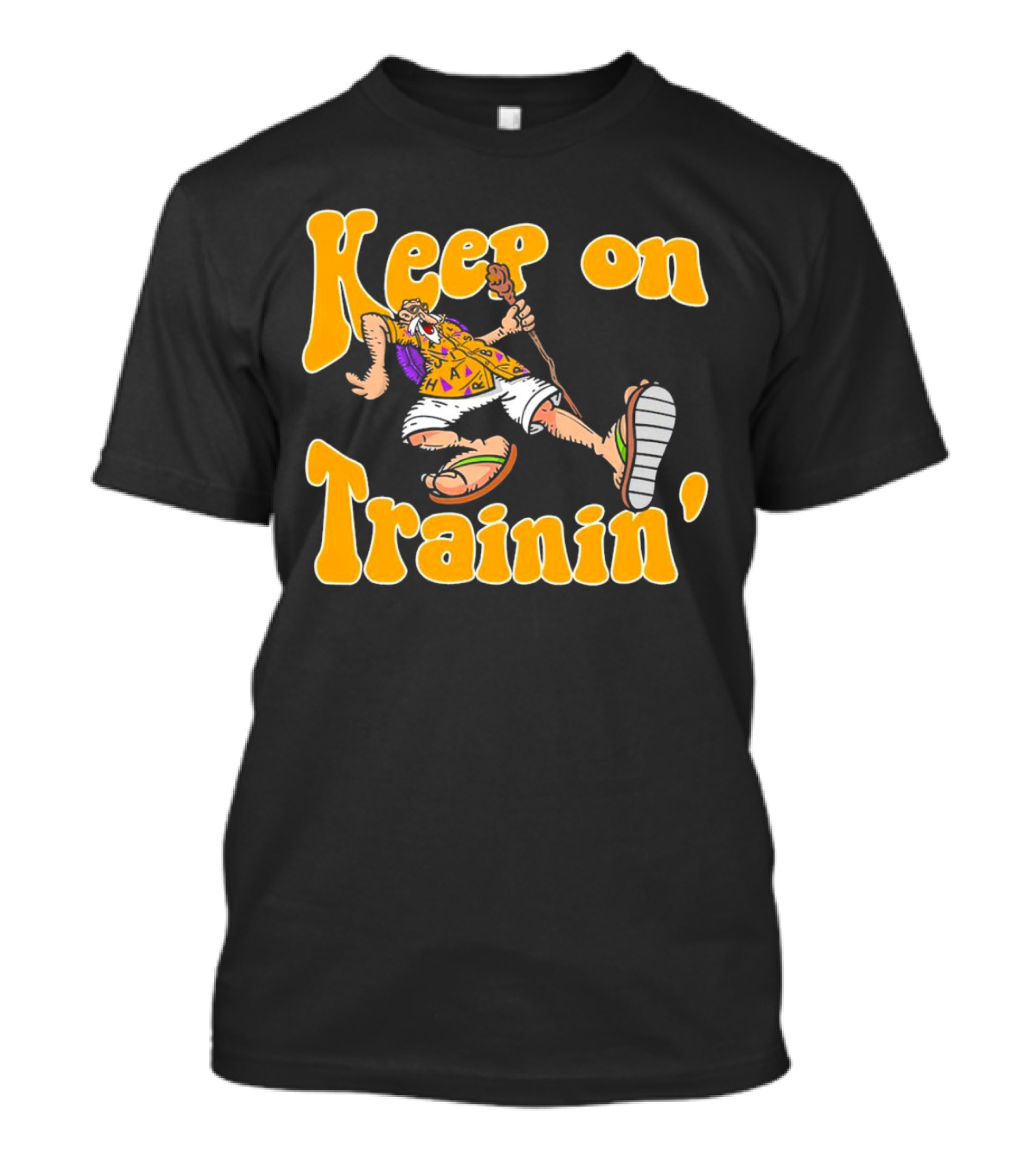 Master Roshi Keep On Trainin' Retro Style Sandals Hawaiian Shirt Cane T-Shirt
