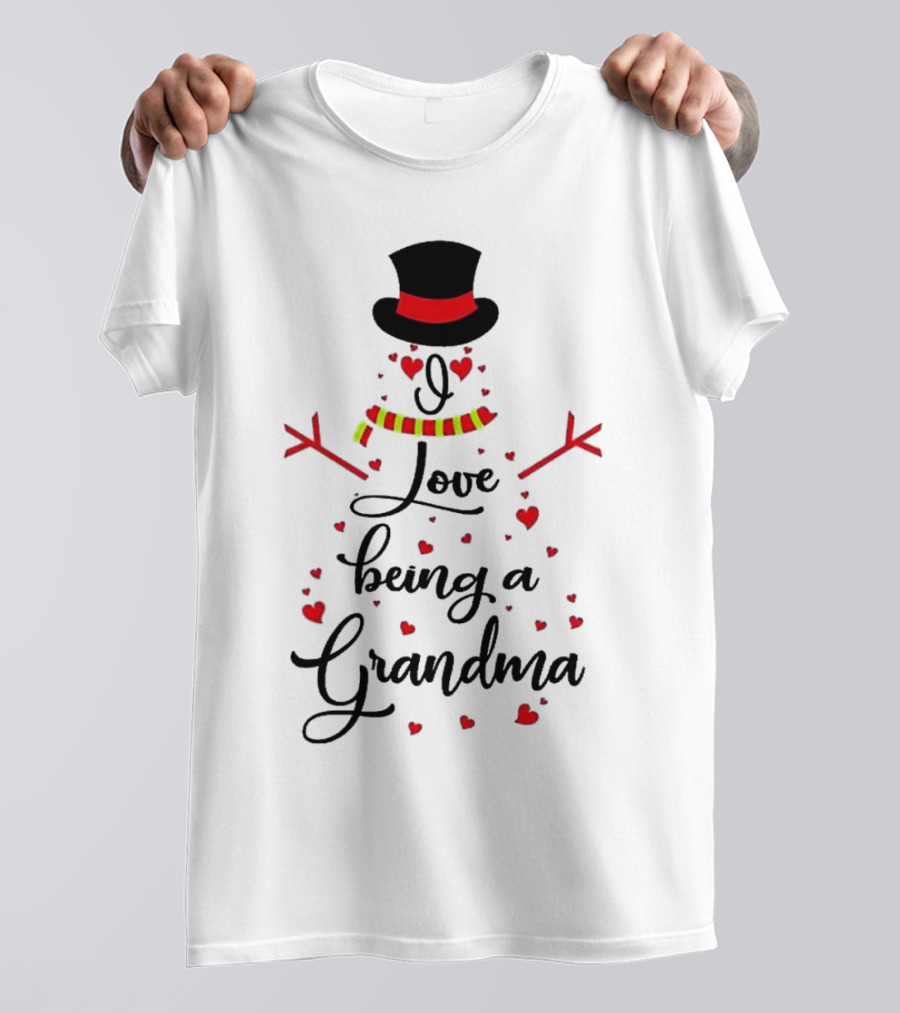 I Love Being A Grandma Snowman Hearts T-Shirt