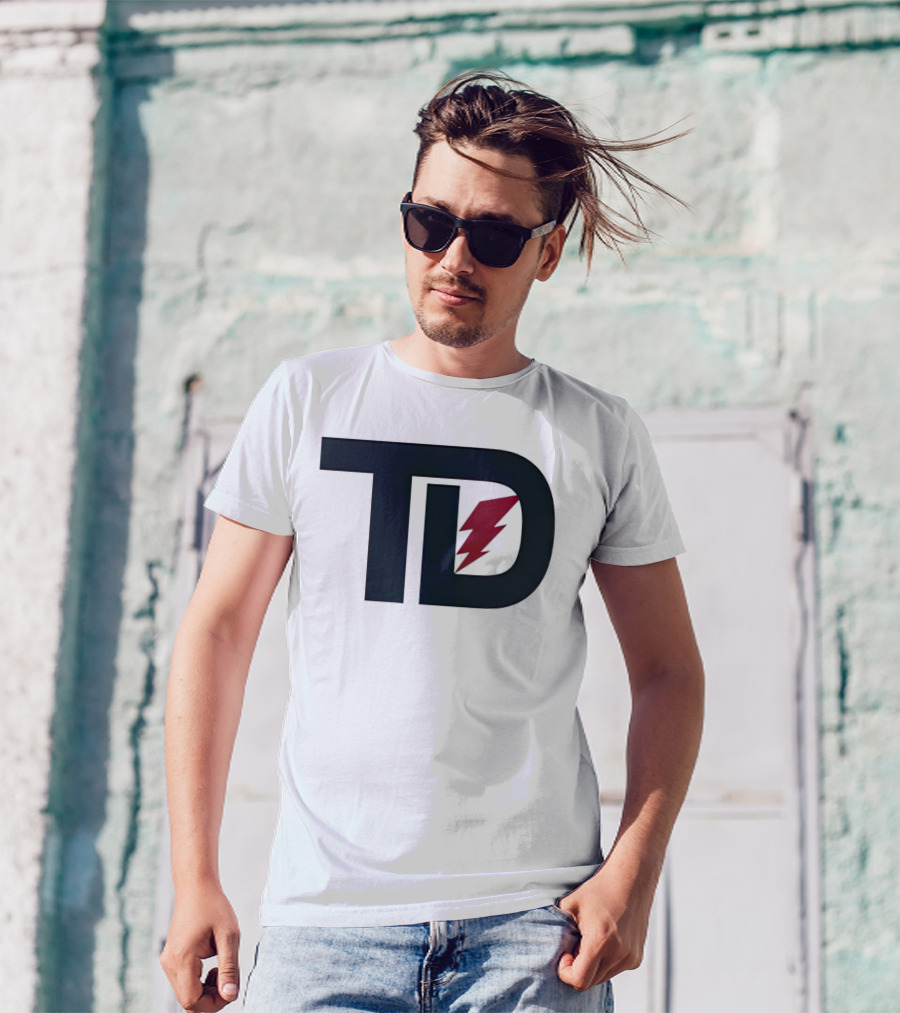 TD Logo With Red Lightning Bolt Tank Dell Houston Texans Football T-Shirt