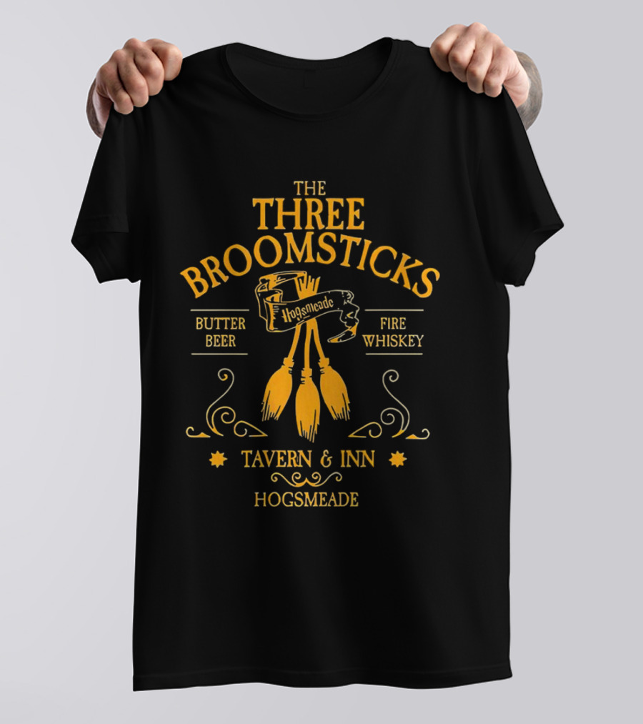 THE THREE BROOMSTICKS HOGSMEADE TAVERN And INN BUTTER BEER FIRE WHISKEY T-Shirt