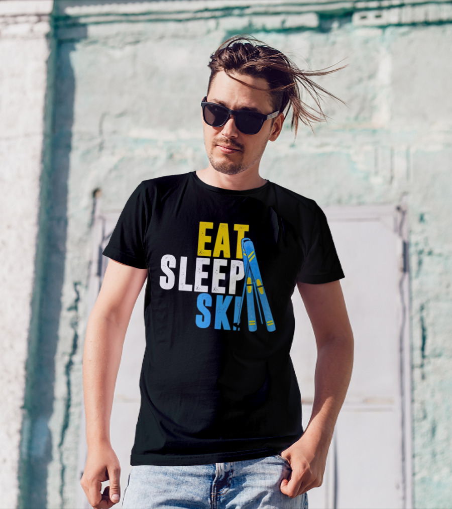 Eat Sleep Ski Skiing Ski Poles T-Shirt