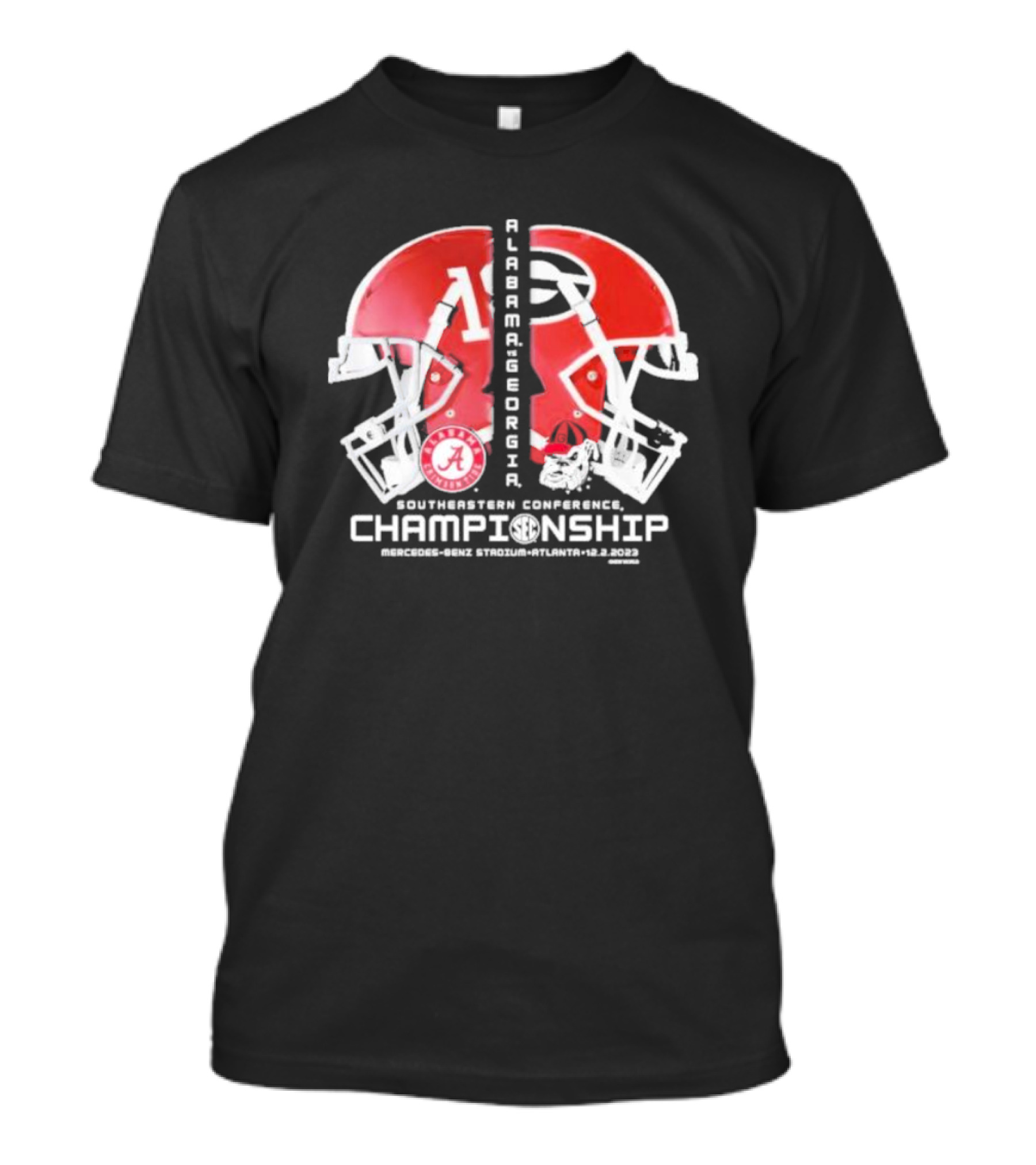 Alabama Georgia Southeastern Conference Championship Mercedes Benz Stadium Atlanta 12.2.2023 Helmet Match Up T-Shirt