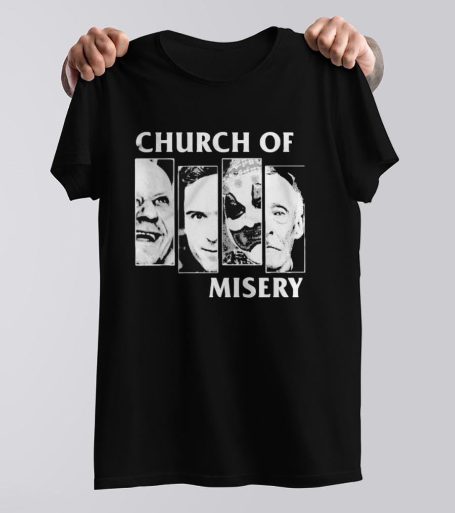 Church Of Misery Serial Killer Portraits Quad Collage T-Shirt