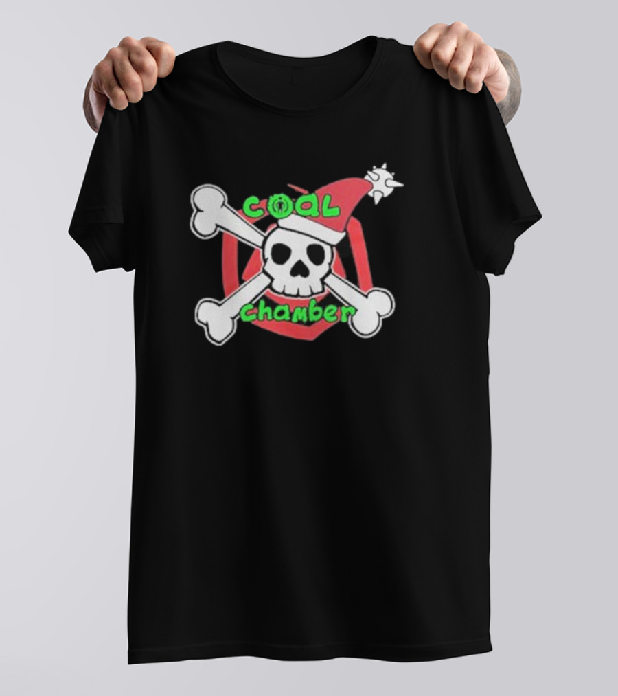 Coal Chamber Festive Skull With Santa Hat And Crossbones T-Shirt