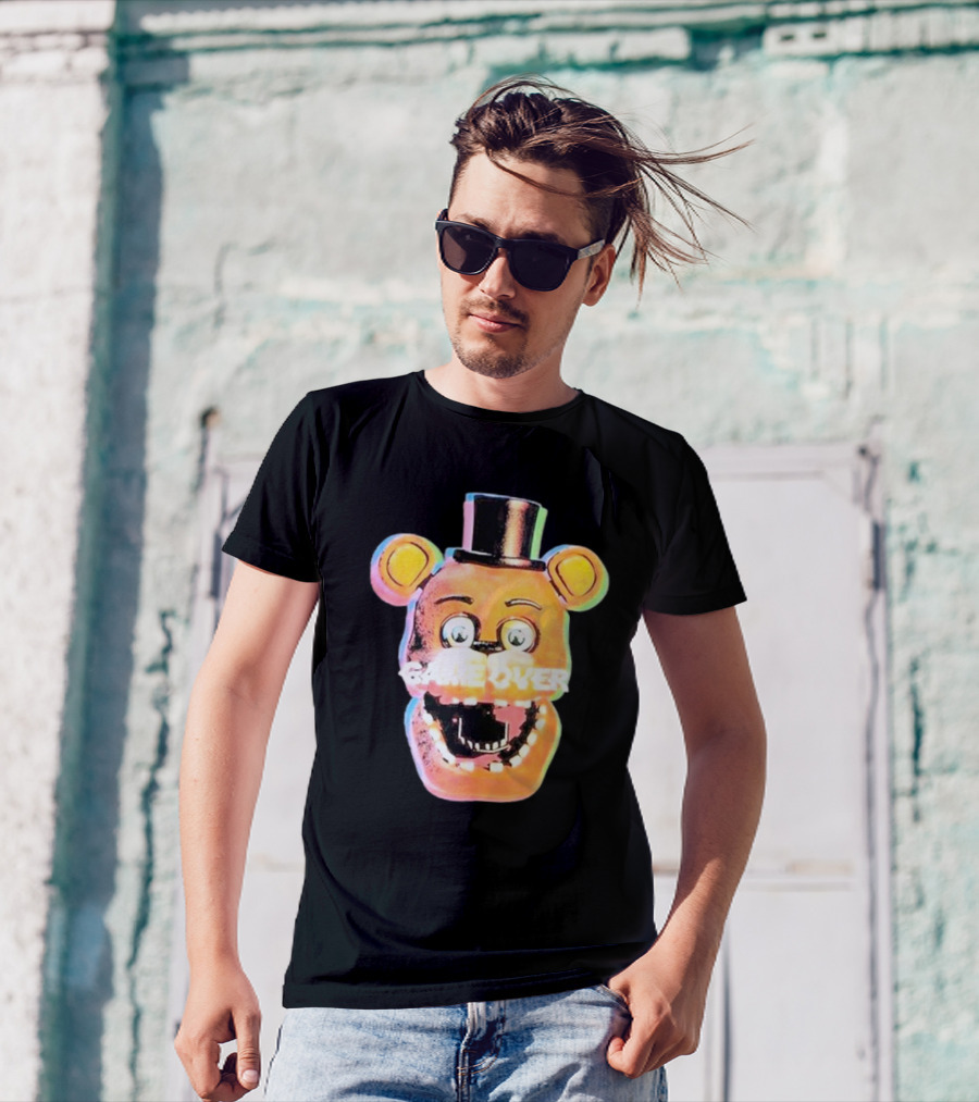 Five Nights At Freddy’s Game Over Text Freddy Head With Hat T-Shirt