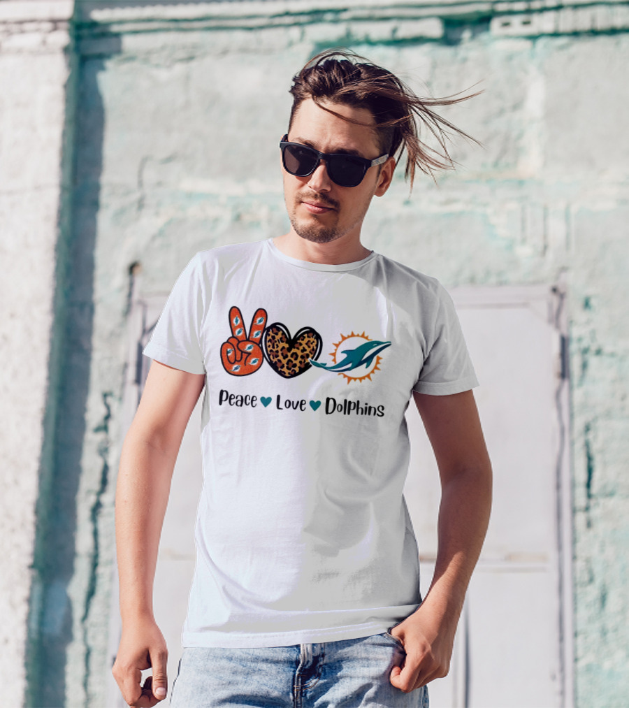 Peace Love Dolphins Miami Dolphins Football T-Shirt