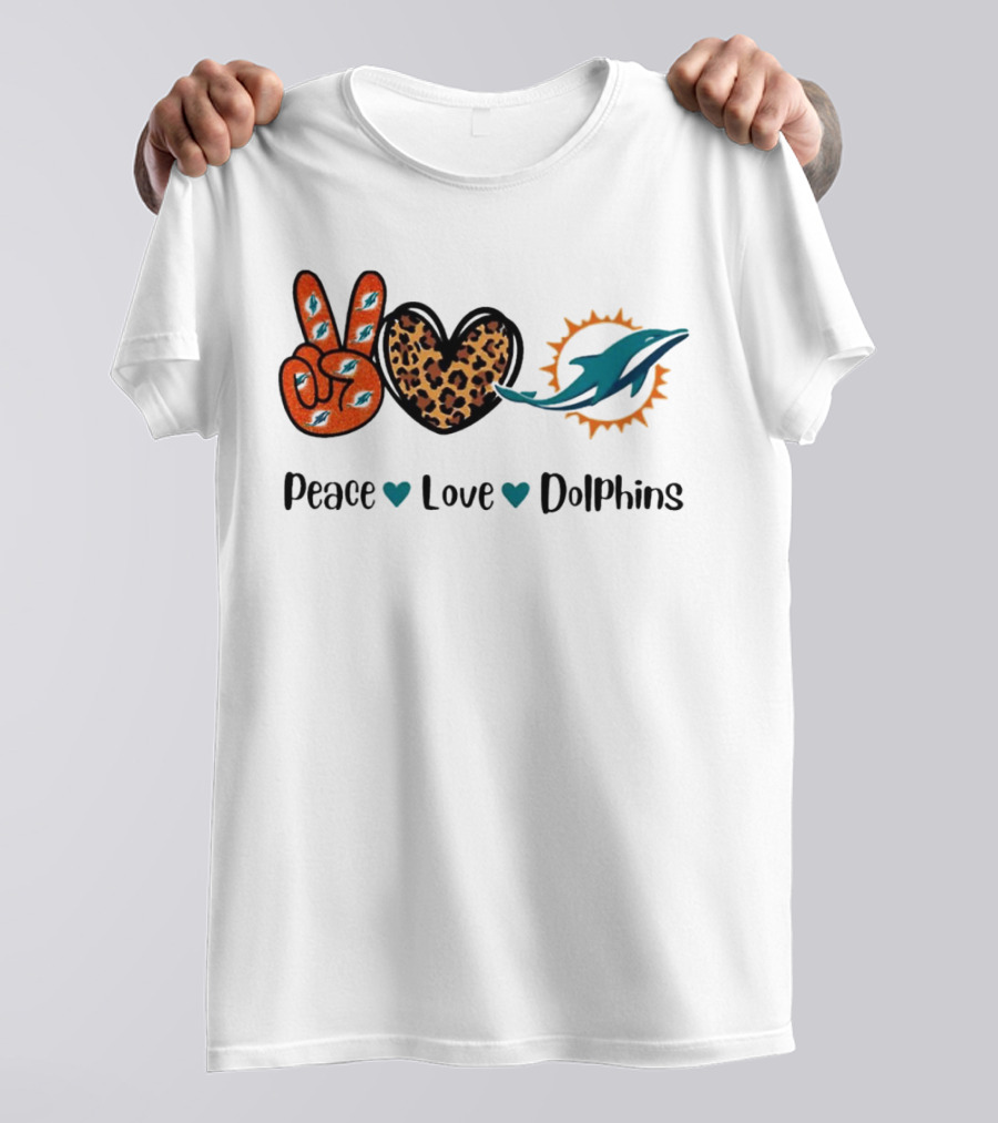 Peace Love Dolphins Miami Dolphins Football T-Shirt