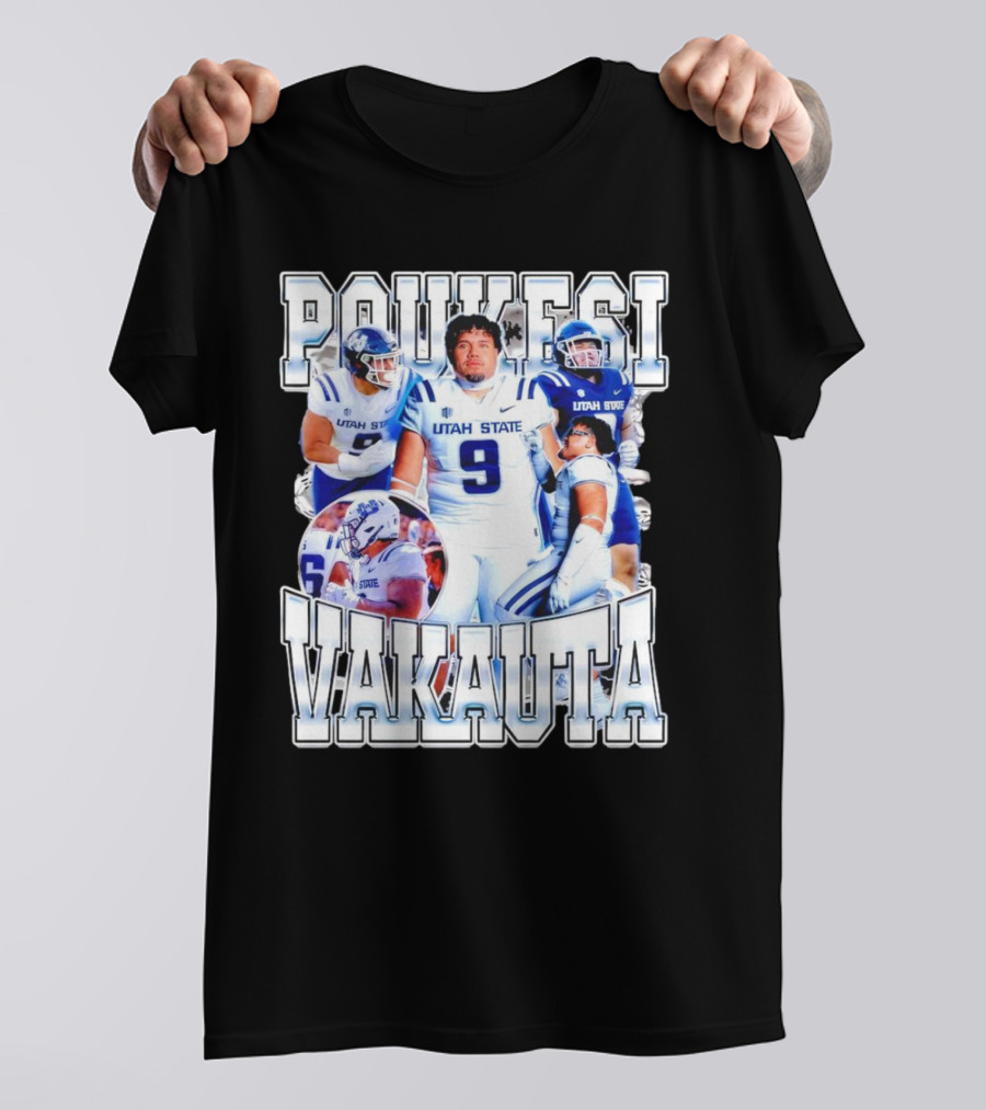 Poukesi Vakauta Utah State Aggies Football Player Number 9 T-Shirt