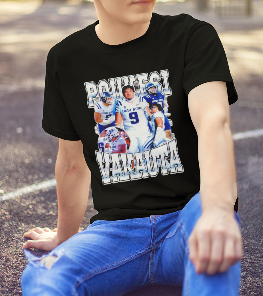 Poukesi Vakauta Utah State Aggies Football Player Number 9 T-Shirt