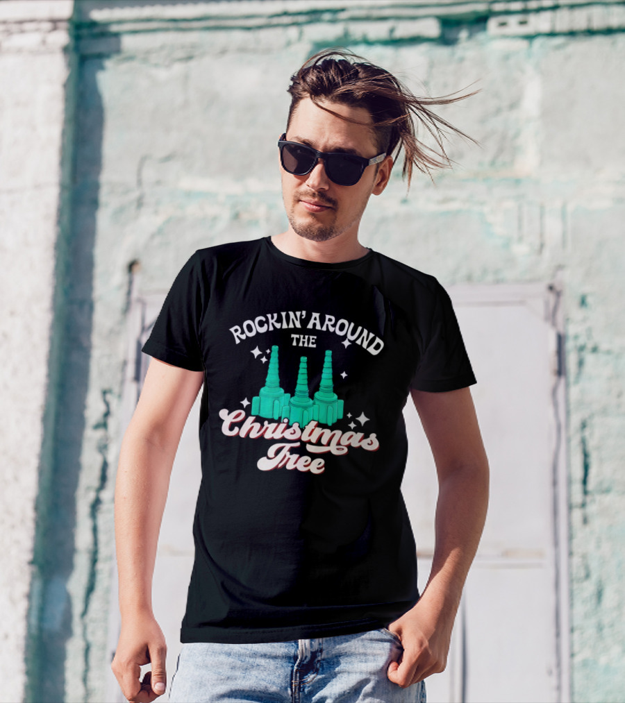 Rockin’ Around The Christmas Tree With Stylized Turquoise Towers T-Shirt