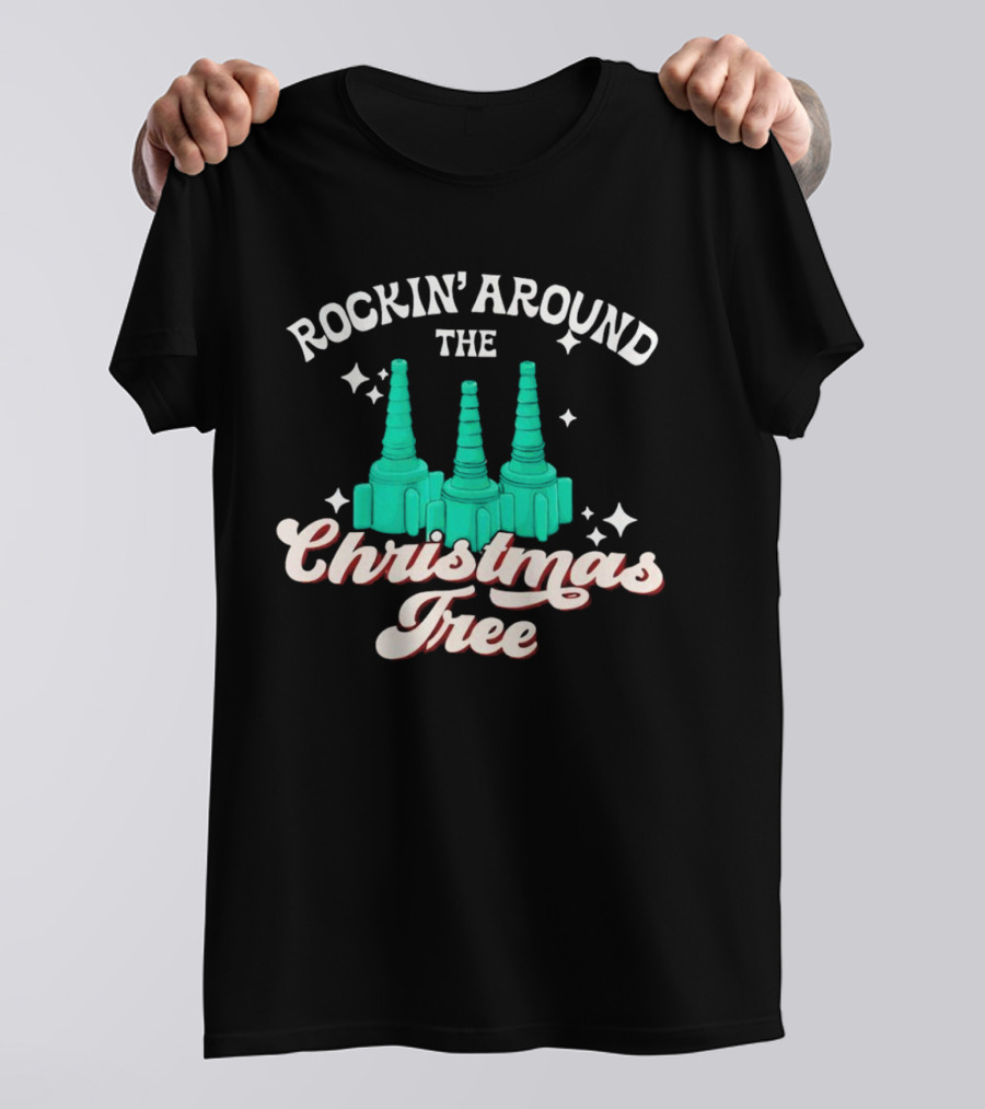 Rockin’ Around The Christmas Tree With Stylized Turquoise Towers T-Shirt