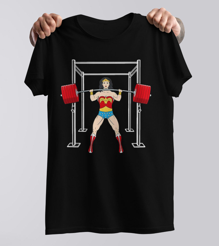 Wonder Woman Lifting Weights Gym Workout T-Shirt