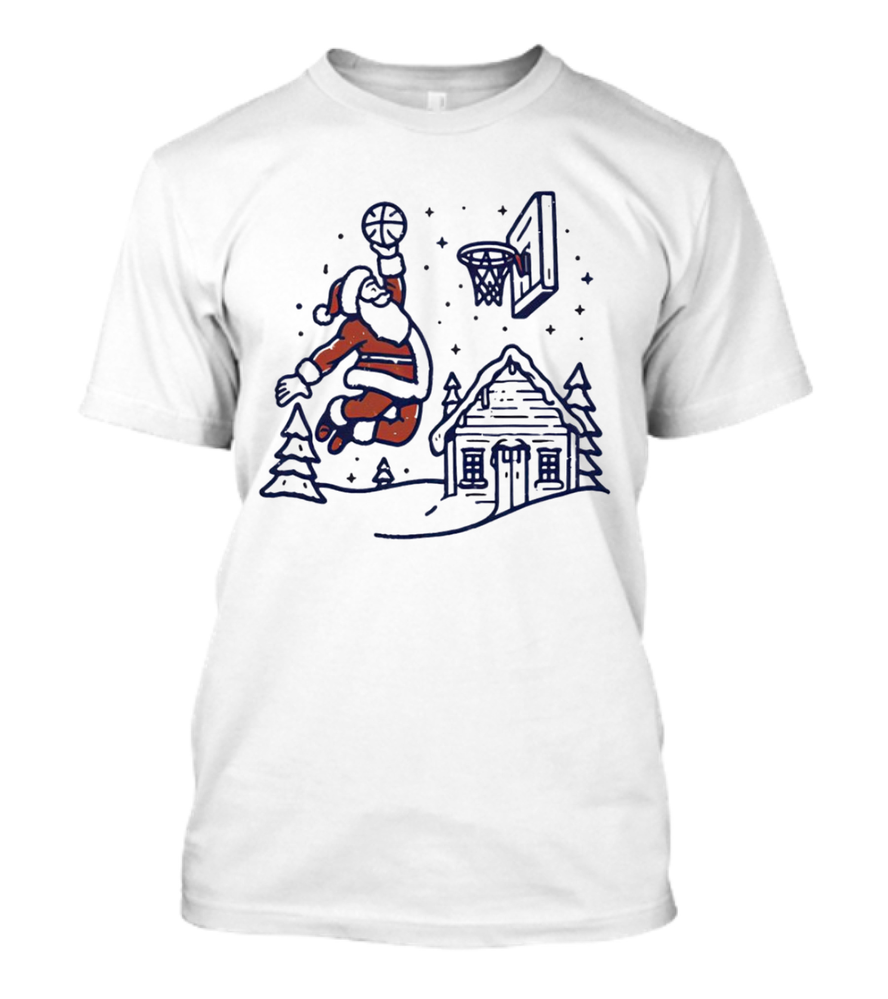 Basketball Santa Dunking By Christmas Cabin T-Shirt