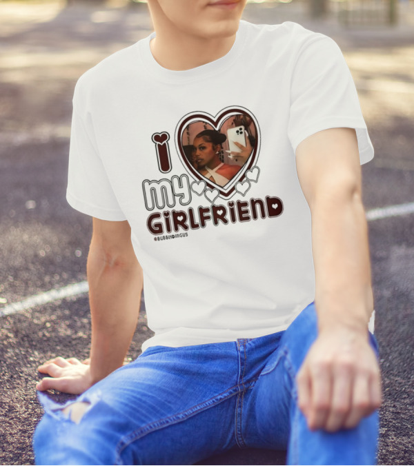 I Love My Girlfriend Heart Photo Bubblydingus T-Shirt
