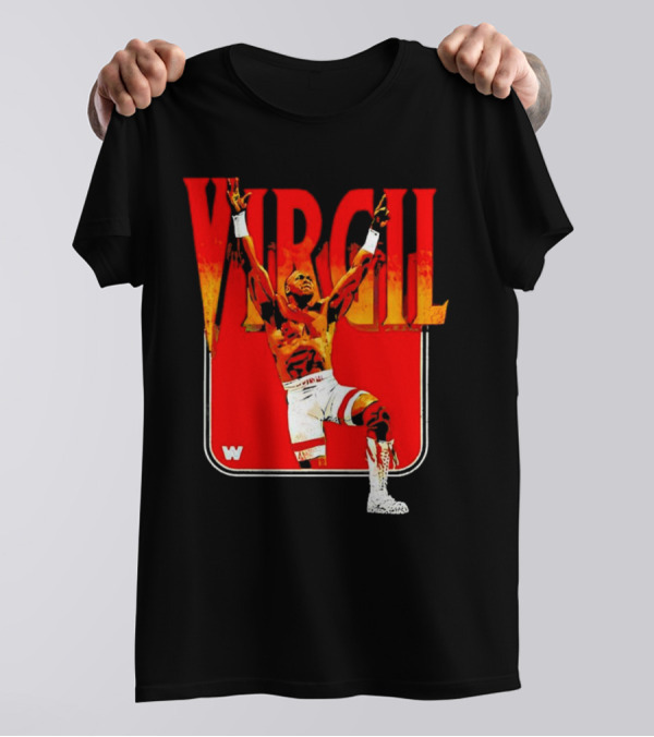 Virgil Wrestling Iconic Pose With Red Background And White Boots T-Shirt