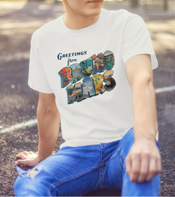 Greetings From Bruno Mars Island Escape Postcard T-Shirt