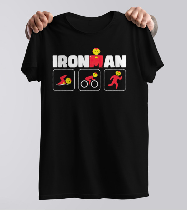 IRON MAN Triathlon Swim Bike Run Emoji Icons T-Shirt