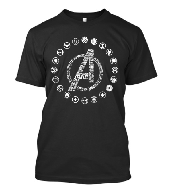 Avengers Iron Man Spider-Man Captain Marvel Stan Lee Thor Hulk Black Widow Captain America Doctor Strange Guardians Of The Galaxy Villains T-Shirt
