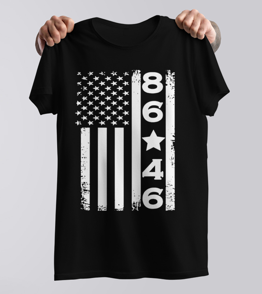 8646 Impeach Biden 46 Distressed American Flag T-Shirt