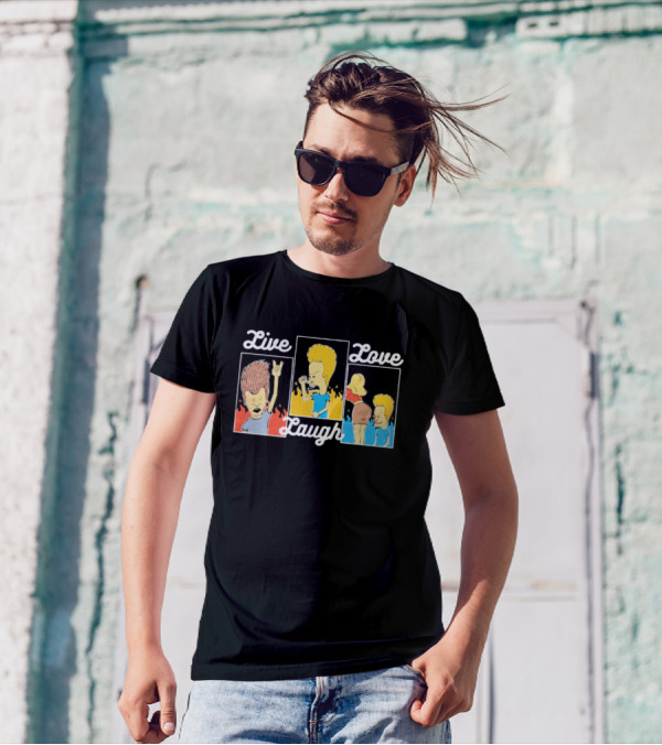 Live Laugh Love Beavis And Butt-Head Rock Band Comedy T-Shirt